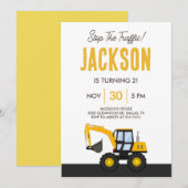 Construction Truck Birthday | Personalized Décor Kaart (Voorkant / Achterkant)