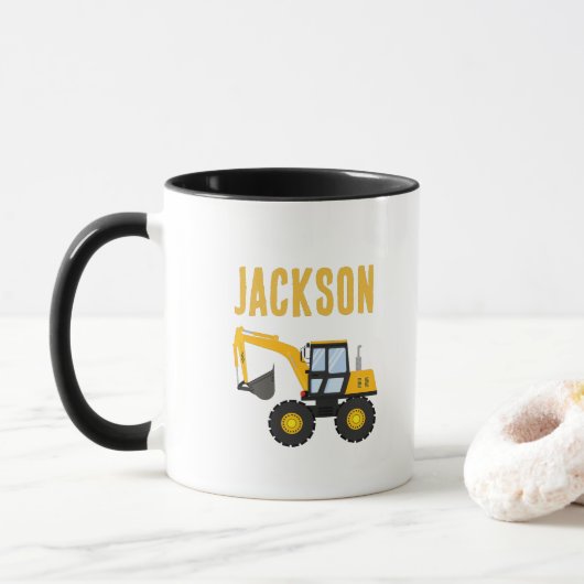 Construction Truck Birthday | Personalized Décor Mok (Met donut)