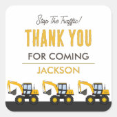 Construction Truck Birthday | Personalized Décor Vierkante Sticker (Voorkant)