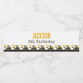 Construction Truck Birthday | Personalized Décor Waterfles Etiket (Enkel label)