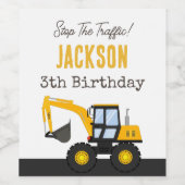 Construction Truck Birthday | Personalized Décor Wijn Etiket (Enkel label)