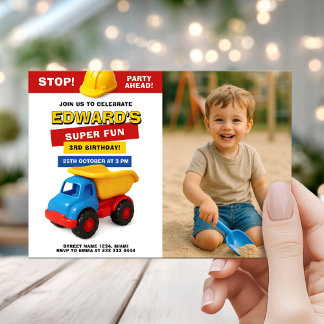 Construction Truck Birthday with photo Kaart