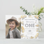 Construction Truck ONE 1st Birthday Party Kaart (Staand voorkant)