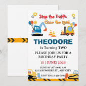 Construction Truck Vehicles Boys 2nd Birthday Kaart (Voorkant / Achterkant)