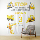 Construction Trucks Birthday Photo backdrop Wandkleed (In situ)