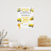 Construction Trucks Birthday Welcome Sign Poster (Keuken)