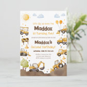 Construction Trucks Boy 2nd Second Birthday Kaart (Staand voorkant)