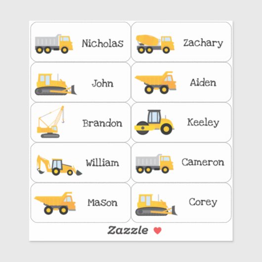 Construction Trucks party (constructiepartij) Sticker (Vel)