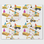 Construction Trucks Party Pattern Cadeaupapier (Vlak)