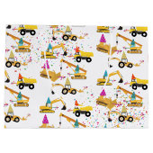 Construction Trucks Party Pattern Groot Cadeauzakje (Achterkant)