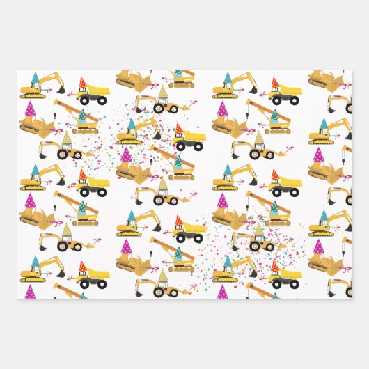 Construction Trucks Party Pattern Inpakpapier Vel (Voorkant 2)