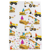 Construction Trucks Party Pattern Medium Cadeauzakje (Voorkant)