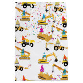 Construction Trucks Party Pattern Medium Cadeauzakje (Achterkant)