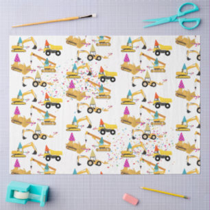 Construction Trucks Party Pattern Tissuepapier