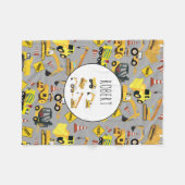 Construction Trucks Pattern Gepersonaliseerd Naam Fleece Deken (Voorkant (Horizontaal))