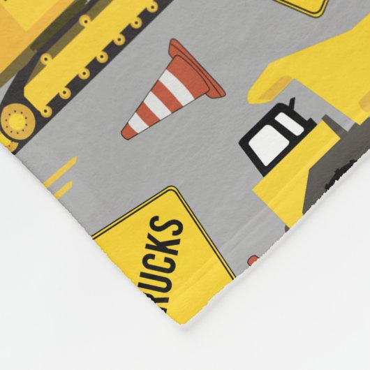 Construction Trucks Pattern Gepersonaliseerd Naam Fleece Deken (Hoek)