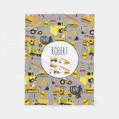 Construction Trucks Pattern Gepersonaliseerd Naam Fleece Deken (Voorkant)