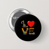 Construction Valentine Love Spelled With Trucks Ex Ronde Button 5,7 Cm (Voorkant /achterkant)