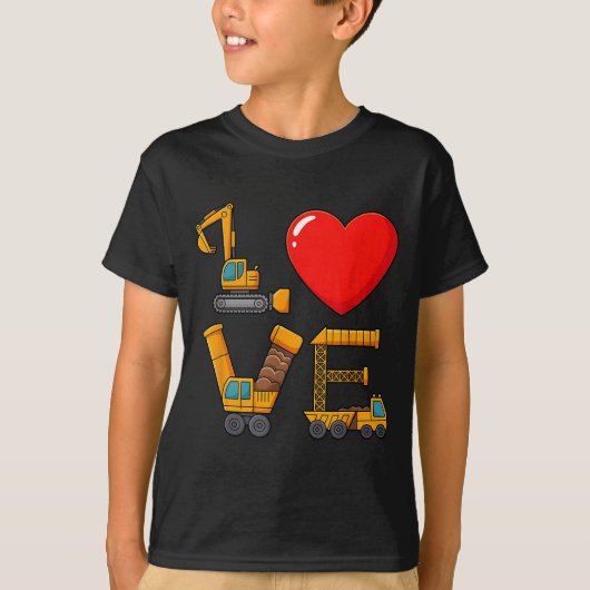 Construction Valentine Love Spelled With Trucks Ex T-shirt (Voorkant)
