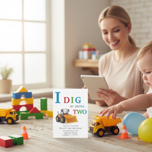 Construction Vehicle Birthday Boy Invitation