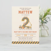 Construction Vehicles 2nd Birthday Invitation (Debout devant)