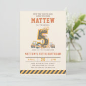 Construction Vehicles 5th Birthday Invitation (Debout devant)