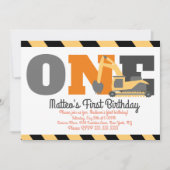 Construction Vehicles Birthday First Birthday Kaart (Voorkant)