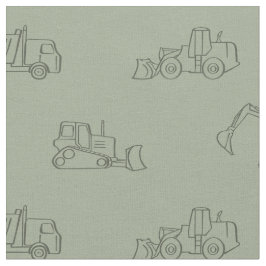 Construction Vehicles Builder Boy Truck Sage Green Stof
