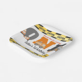 Construction Vehicles First Birthday Dump Truck Papieren Bordje (Gebogen)