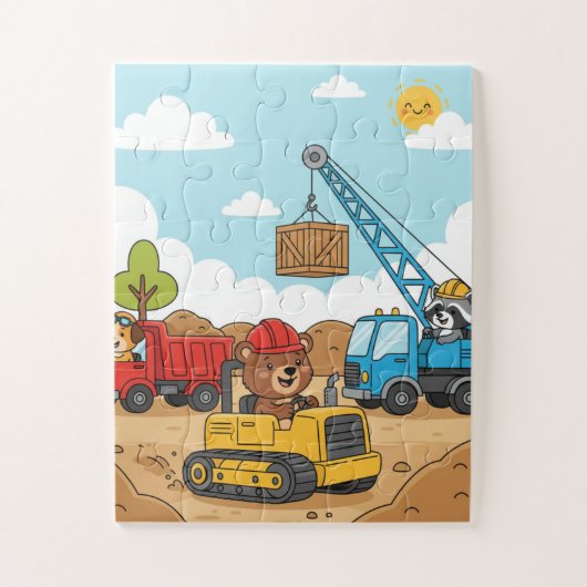 Construction Vehicles Kids Puzzle (Vertical)