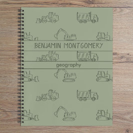 Construction Vehicles Truck School Boys Name Sage Notitieboek