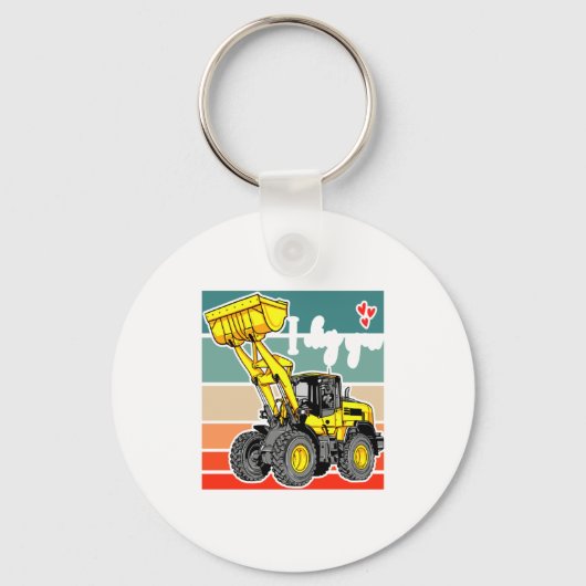 Construction Vehicles Valentines Hearts Excavator  Sleutelhanger (Voorkant)