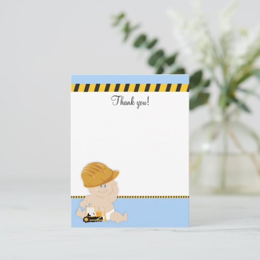 Construction Worker Baby 4x5 Flat Merci note (Debout devant)