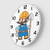 Construction Worker Builder with Shovel Grote Klok (Hoek)