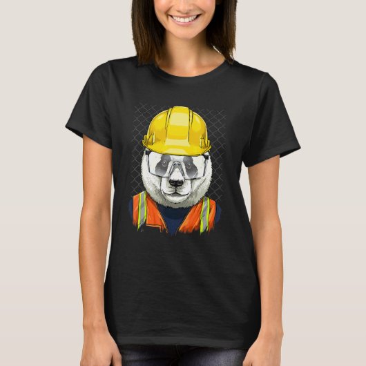 Construction Worker Giant Panda Bear Laborer Panda T-shirt (Voorkant)