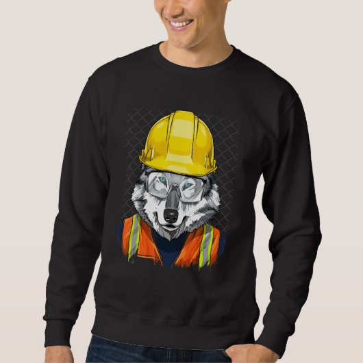 Construction Worker Gray Wolf Laborer Wild Animal  Trui (Voorkant)