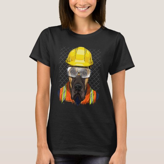 Construction Worker Great Dane Laborer Dog Great D T-shirt (Voorkant)