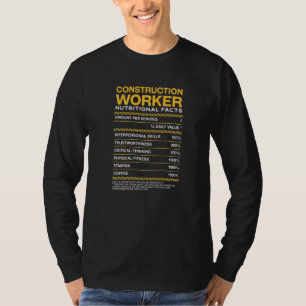 Construction Worker Nutrition Facts Foreman Mason T-shirt