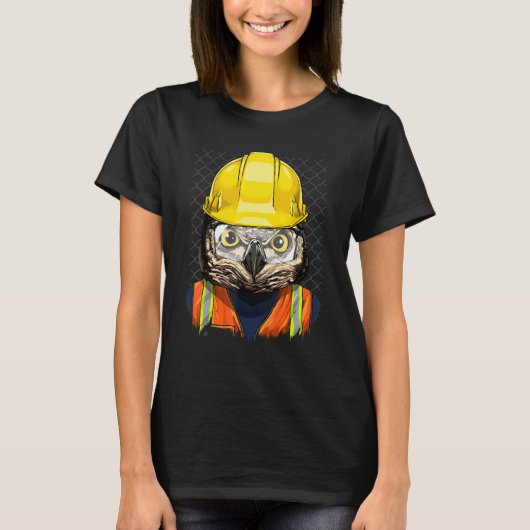 Construction Worker Owl Laborer Animal Bird Owner T-shirt (Voorkant)