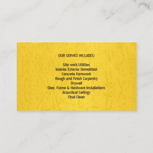 Constructions Handyman Carte de visite (Dos)