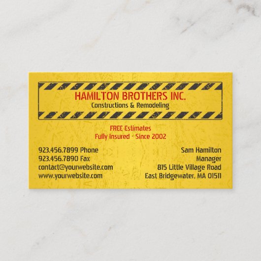 Constructions Handyman Carte de visite (Devant)