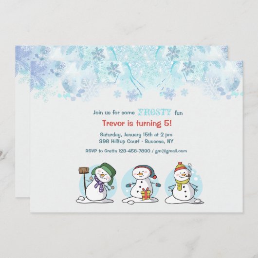 Construisons une invitation de Snowman (Devant / Derrière)