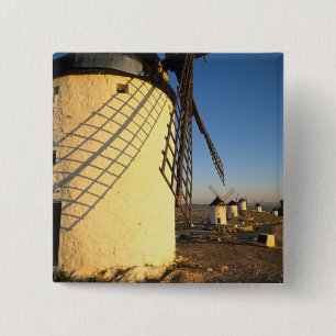Consuegra, La Mancha, Spanje, windmolens en Vierkante Button 5,1 Cm