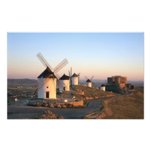 Consuegra, La Mancha, Spanje, windmolens Foto Afdruk