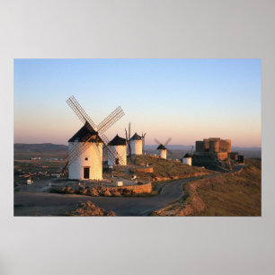 Consuegra, La Mancha, Spanje, windmolens Poster