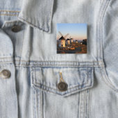 Consuegra, La Mancha, Spanje, windmolens Vierkante Button 5,1 Cm (In situ)