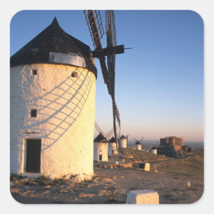 Consuegra, La Mancha, Spanje, windmolens Vierkante Sticker