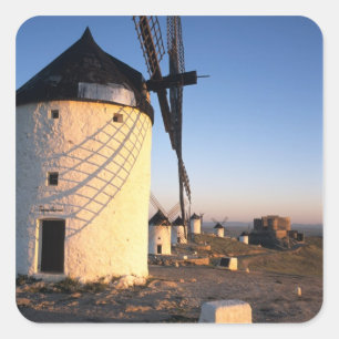 Consuegra, La Mancha, Spanje, windmolens Vierkante Sticker