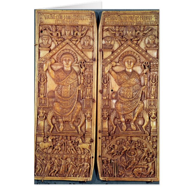 Consulaire diptych Anastasius carved (Voorkant)