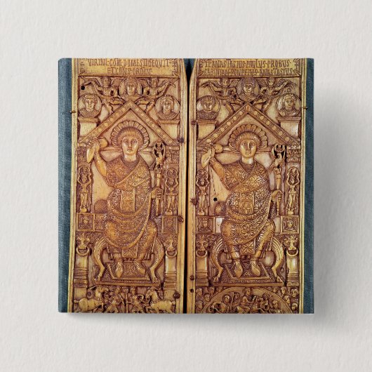 Consulaire diptych Anastasius carved Vierkante Button 5,1 Cm (Voorkant)